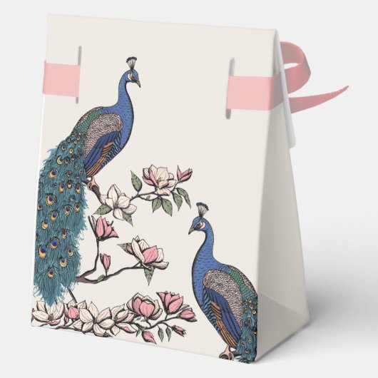 Blush Bloemen Blauw Blauwgroen Pauw & Magnolia Blo Bedankdoosjes (Achterkant)