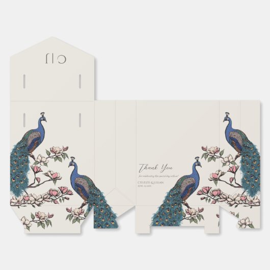 Blush Bloemen Blauw Blauwgroen Pauw & Magnolia Blo Bedankdoosjes (Ongevouwen)