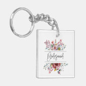 Blush Bloemen Boeket Bruidsmeisje Vierkante Sleute Sleutelhanger (Voorkant Links)