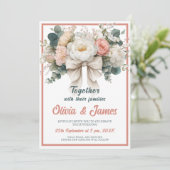 Blush Bloemen Boeket bruiloft uitnodiging (Staand voorkant)