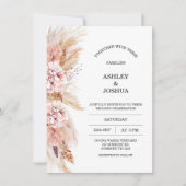 Blush Bloemen Boho Pampas Grass bruiloft uitnodigi Kaart (Voorkant)
