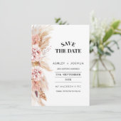 Blush Bloemen Boho Pampas Grass Opslaan van de dat Kaart (Staand voorkant)