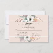 Blush Bloemen Boho Pampas Grass Palm Foliage RSVP (Voorkant)
