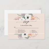 Blush Bloemen Boho Pampas Grass Palm Foliage RSVP (Voorkant / Achterkant)