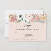 Blush Bloemen Boho Pampas Grass Tropische Palm RSV RSVP Kaartje (Voorkant)