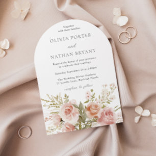 Blush Bloemen Boquet Alle Seizoenen Trouwen Kaart