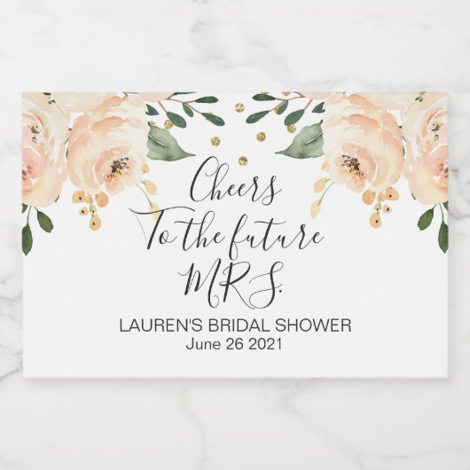 Blush Bloemen Bruids Eten en Drinken Etiket Set (Enkel label)