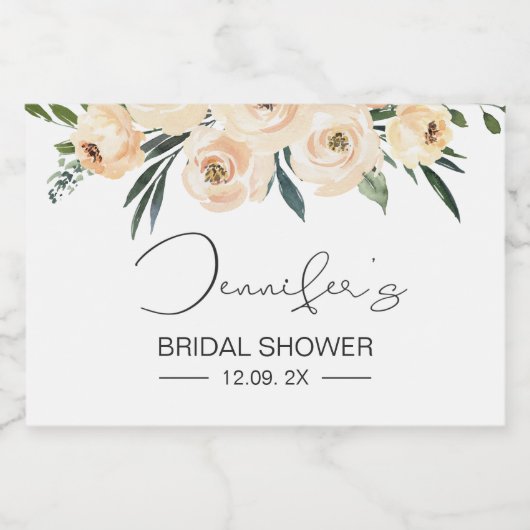 Blush Bloemen Bruids Eten en Drinken Etiket Set (Enkel label)