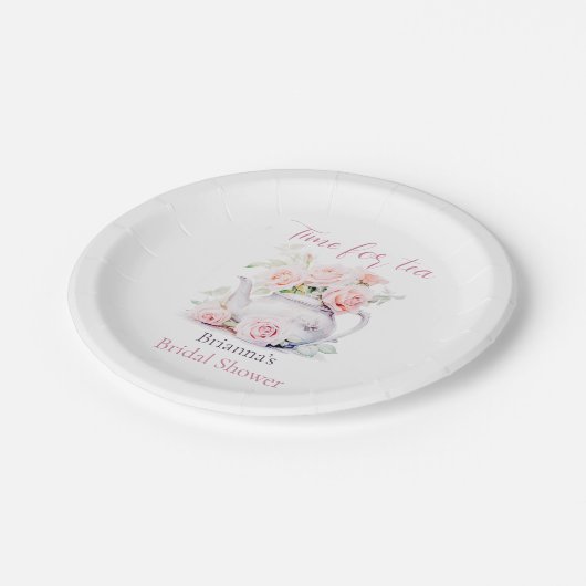 Blush Bloemen Bruids Tea Party Papieren Bordje (Gekanteld)