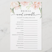 Blush Bloemen Bruids Woord Scramble Douche Spel (Voorkant)