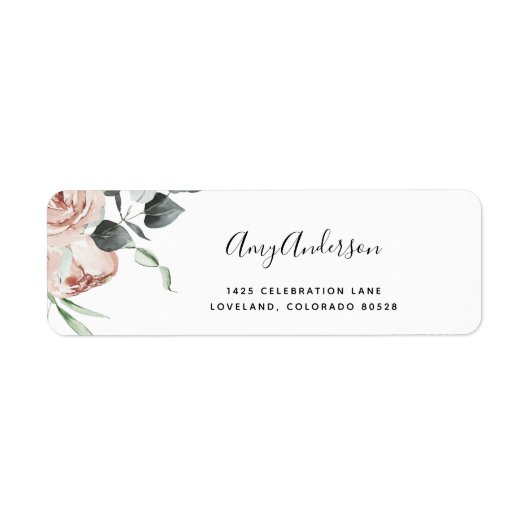 Blush Bloemen Bruidsfeest Retouradres Label (Voorkant)