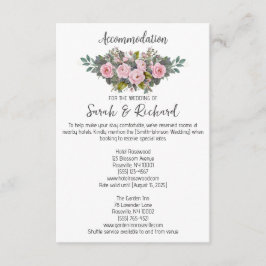 Blush bloemen bruiloft accommodaties informatiekaartje