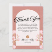 Blush Bloemen bruiloft dank u kaart met foto (Voorkant)