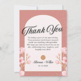 Blush Bloemen bruiloft dank u kaart met foto