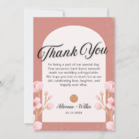Blush Bloemen bruiloft dank u kaart met foto