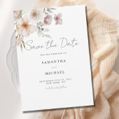 Blush Bloemen Bruiloft Flat Save The Date Kaart