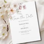 Blush Bloemen Bruiloft Flat Save The Date Kaart