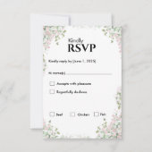 Blush bloemen bruiloft | minimalistisch script RSVP kaartje (Voorkant)
