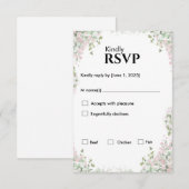Blush bloemen bruiloft | minimalistisch script RSVP kaartje (Voorkant / Achterkant)