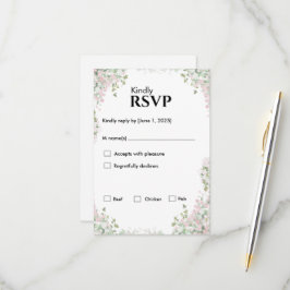 Blush bloemen bruiloft | minimalistisch script RSVP kaartje