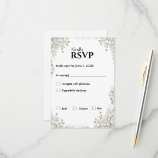Blush bloemen bruiloft | minimalistisch script RSVP kaartje