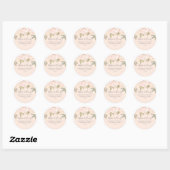 Blush Bloemen Bruiloft Retouradres Custom Ronde Sticker (Vel)