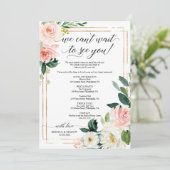 Blush Bloemen Bruiloft Route Bruiloft Uitnodiging (Staand voorkant)