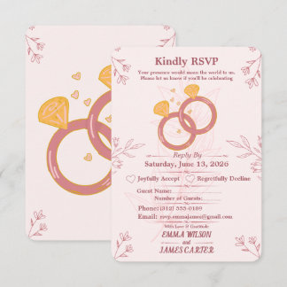 Blush Bloemen Bruiloft RSVP Kaart Bewerkbaar
