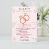 Blush Bloemen Bruiloft RSVP Kaart Bewerkbaar (Staand voorkant)