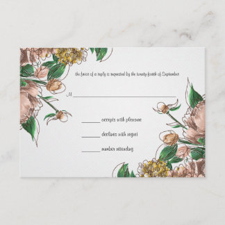 Blush Bloemen Bruiloft RSVP Reactie Kaart
