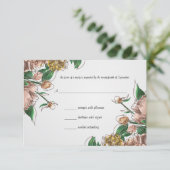 Blush Bloemen Bruiloft RSVP Reactie Kaart (Staand voorkant)