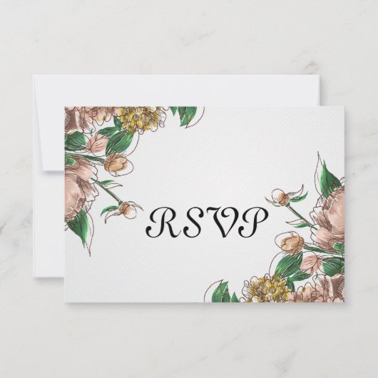 Blush Bloemen Bruiloft RSVP Reactie Kaart (Achterkant)