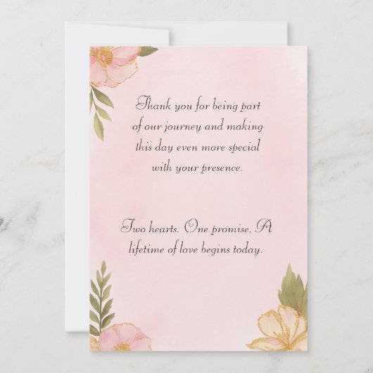 Blush Bloemen bruiloft uitnodiging eenvoudig (Achterkant)