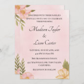 Blush Bloemen bruiloft uitnodiging eenvoudig (Voorkant / Achterkant)