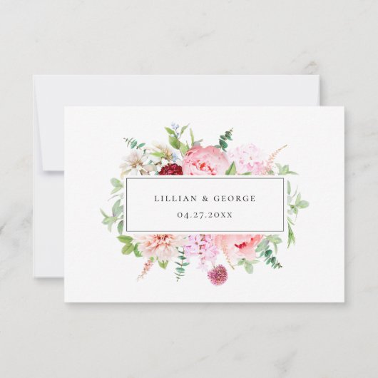 Blush Bloemen Bruiloft Voedsel Allergie RSVP Kaart (Achterkant)