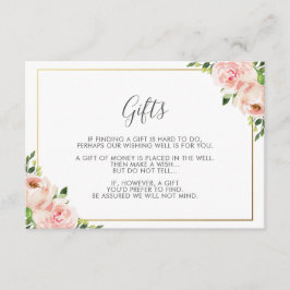 Blush Bloemen Bruiloft Wishing Well Informatiekaartje