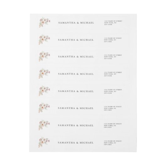 Blush Bloemen Bruiloft Wraparound Adreslabel (Vel)
