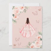 Blush Bloemen Bruin Prinses Roos Goud Quinceañera Kaart (Achterkant)