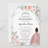 Blush Bloemen Bruin Prinses Vlinder Quinceañera Kaart (Voorkant)