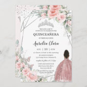 Blush Bloemen Bruin Prinses Vlinder Quinceañera Kaart (Voorkant / Achterkant)