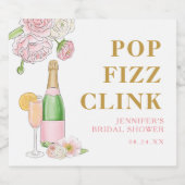 Blush Bloemen Brunch en Bruisende Pop Fizz Clink Sparkling Wijnetiket (Enkel label)