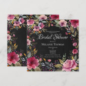 Blush Bloemen Chalkboard Bridal Douche Uitnodiging (Voorkant / Achterkant)