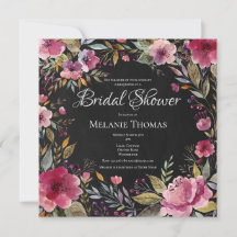 Blush Bloemen Chalkboard Bridal Douche Uitnodiging
