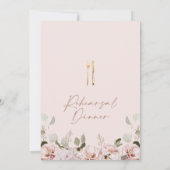 Blush Bloemen Champagne glas repetitie diner Kaart (Achterkant)