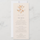 Blush Bloemen Champagne wijnglazen bruiloft Menu Kaart (Voorkant)