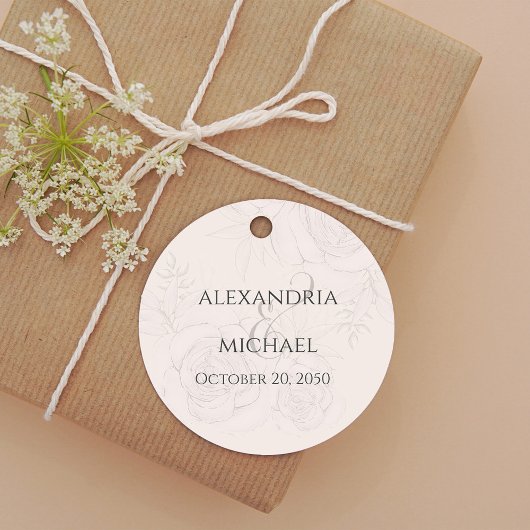 Blush Bloemen Elegante bruiloft Custom Bedankjes Labels