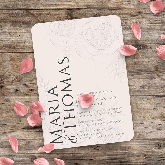 Blush Bloemen Elegante bruiloft Custom Kaart