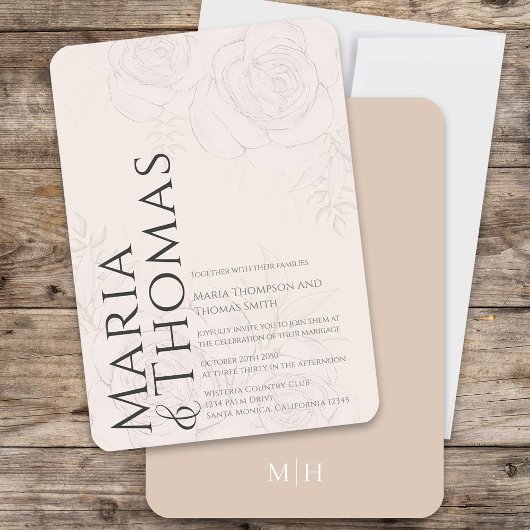 Blush Bloemen Elegante bruiloft Custom Kaart