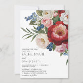 Blush Bloemen Elegante Waterverf Bourgondische bru Kaart (Voorkant)