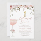 Blush Bloemen en Glas repetitie diner uitnodiging (Voorkant)